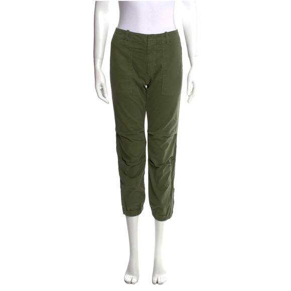 NEW! Nili Lotan 4 French Military Pants Slouchy Cropped Cargos Cotton Army Green - Picture 2 of 12